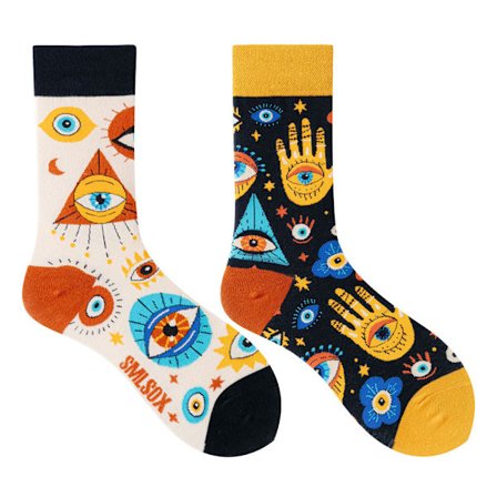 5 par Många stilar av AB-strumpor asymmetriska kreativa trendiga strumpor roliga par mandarinanka färgade mellanhöga strumpor