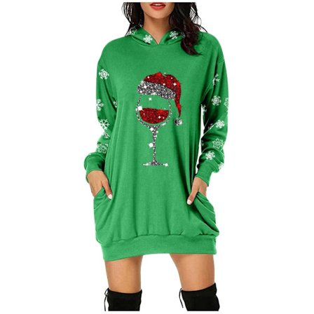Julekjoler for kvinner Sweatshirt Kjole Santa Antrekk Vestidos Para Navidad De Mujer Festlig Genser