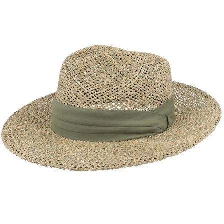 Seeberger - Beige - fedora - Hat - Seegras Natur/Khaki Straw Fedora - Hatstore
