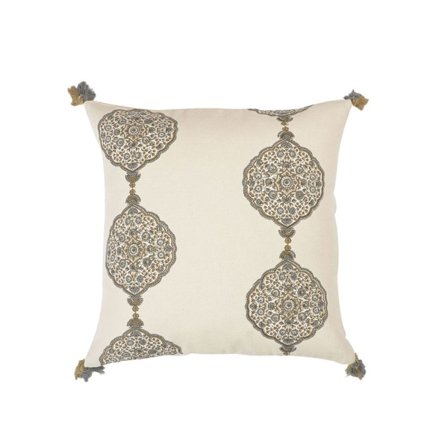 Dekorativ pude 45x45cm beige brun bomuld