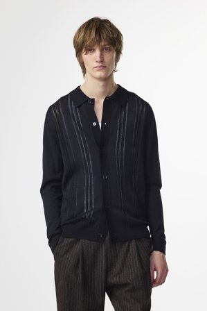 Thor Cardigan Herr Blå Certified Wool