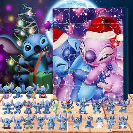 Anime Stitch julekalender kompatibel for barn 24 dagers juleteller 24 stk tegneserieleker pynt Z