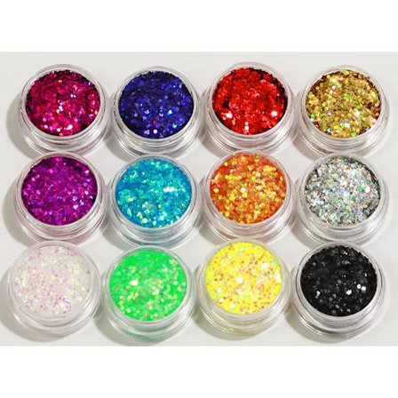 12 dåser hexagon glitter