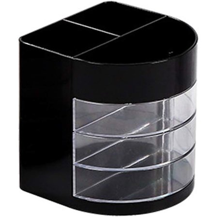 Multifunktionel Plastik Skrivebordsarrangør med 3 Bevægelige Skuffer, til Kontor, Hjem, Skole, Klasseværelse, Sort