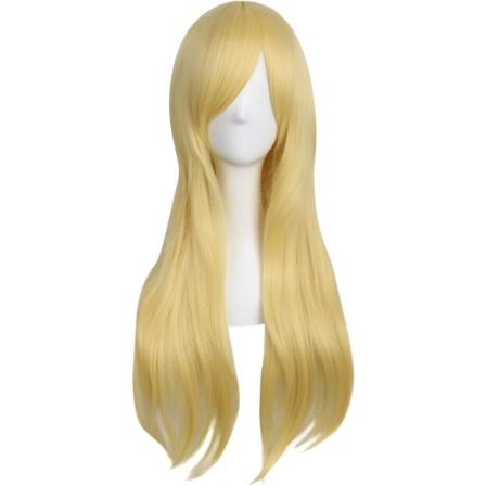 28 tommer/70 cm kvinner sidelugg lang krøllete hår cosplay parykk for kvinner jente Gold
