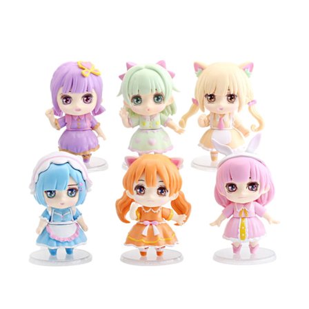 6 stk. Prinsessekake Ornament Gacha-dukke