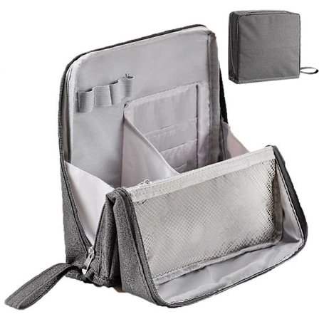 Ekstra Stor Stående Makeup Taske, Vertikal Vandtæt Oxford Opbevaringsorganisator med Multi-Rum til Papirvarer & Kosmetik