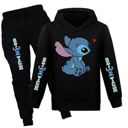 Lilo Stitch Treningsdresssett for barn Hettegenser Bukser Antrekk Activewear 7-14 år