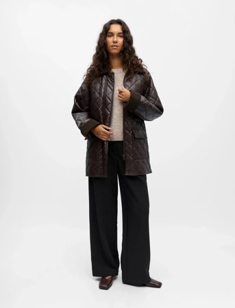 Object Objjuna L/S Re Quilted Jacket 140 - Brown - 36