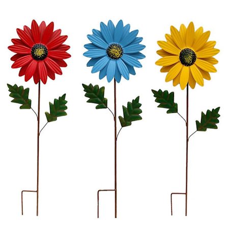 3-pak Blomsterhavestager, Rustfri Metal Blomsterpinde, Indendørs Udendørs Sti Plæne Dekorationer