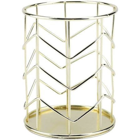 Pennekrus, Runde Metal Pennekrus Makeup Børsteholder Guld