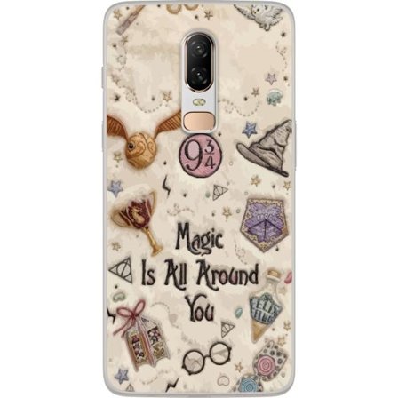 Yhteensopiva Puhelinkuori OnePlus OnePlus 6 Kirjailtu taianomainen kuvaus, jossa on symboleja, lainauksia ja satumaailmaa, joka on inspiroitunut satui