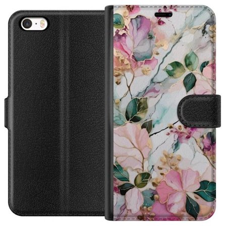 Yhteensopiva Lompakkokotelo Apple iPhone 5s Abstrakti marmorikuvio kukilla, lehdillä ja kultaisilla yksityiskohdilla pehmeissä pastellisävyissä