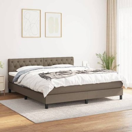 Maison Exclusive - Sengebund med lameller med Taupe madras 160x200 cm Stof