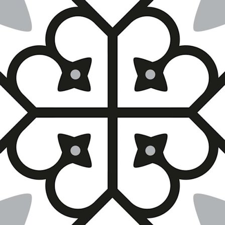 Klistermärke - Noname - Blommönster i svart och vitt - Vinyl - 15x15 cm - Badrum