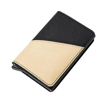 Mode Färg Kontrast Plånbok Aluminiumlegering RFID Stöldskydds kreditkortshållare Beige