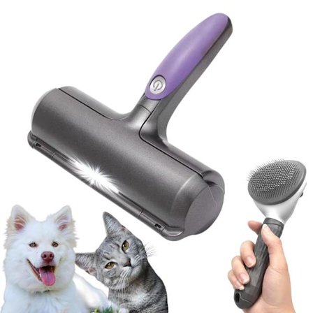 Sonic Husdjurshårborttagningsrulle med Gratis Självrengörande Kam - Återanvändbar Luddrulle för Möbler, Mattor, Kläder & Sängkläder - Groomingverktyg 