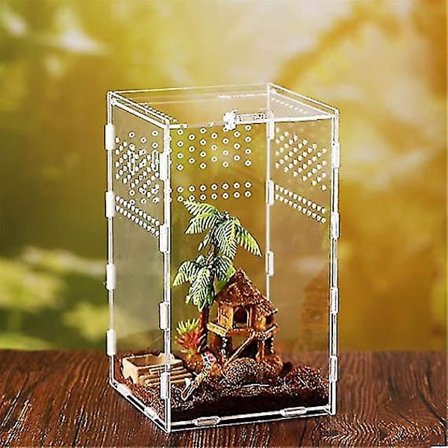 Klar Reptil Oppdrettsboks Insektsfôr Slange Edderkopp Akryl