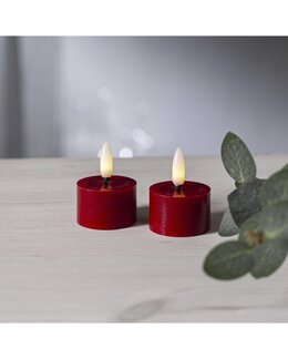 2-pack batteridrivna värmeljus LED Flamme flow 4 x 5 x 5 cm Röd - Star Trading