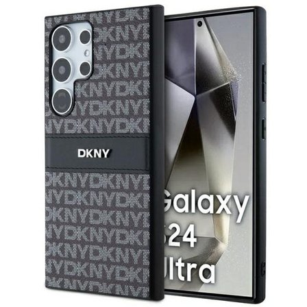 DKNY læderetui med monostribe og metallogo til Samsung Galaxy S24 Ultra - sort