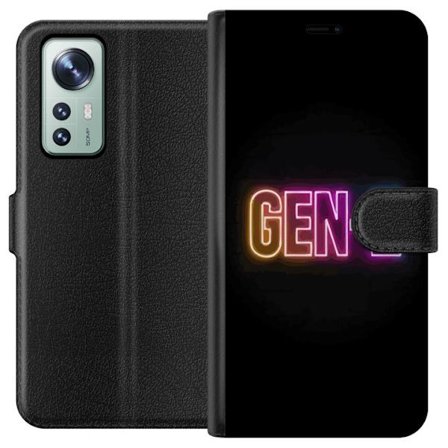 Kompatibelt Lommeboketui til Xiaomi Xiaomi 12 Neontext Gen Z i fargerikt lys mot mørk bakgrunn i moderne digital stil