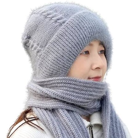 Integreret Halstørklæde og Hue, Vinterstrikket til Kvinder