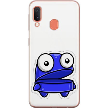 Kompatibel Mobilcover til Samsung Samsung Galaxy A20e Blå tegneseriefigur med åbent udtryk og store øjne i sjov illustration