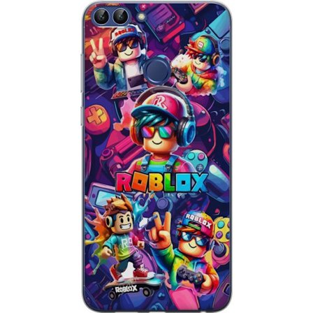Yhteensopiva Puhelinkuori Huawei Huawei P smart Värikäs Roblox-peliryhmä kuulokkeilla, ohjaimilla ja neonväreillä, täydellinen lapsille ja peli-