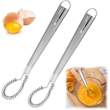 2-pakning Mini Visp Hånd Liten Håndvisp Håndholdt Liten Eggvisp Visp Manuell Håndvisp for Kaffesauss Melkeblanding