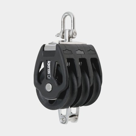 Triplas con grillete Seldén PBB 80, giratorio, con cojinete deslizante, con punto de amarre, para cabos Ø12 - 16 mm