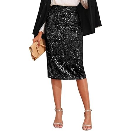 Kvinnors Högmidjade Sekvens-Kjol Glittrande Midi-Kjolar