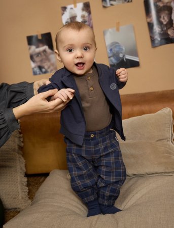 Minymo Pants Check - Navy - 50