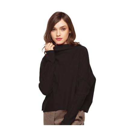 fadd Bluza dzianinowa z ozdobnymi szwami, kobieta, S/M, Czarny