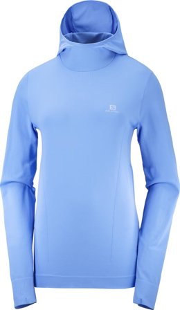 Salomon Women's Essential Seamless Hoodie Women long-sleeved training tops Blue M