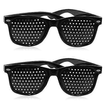 2-pakning Pinhole-briller for å forbedre synet, svarte unisex-briller for synsstyrking