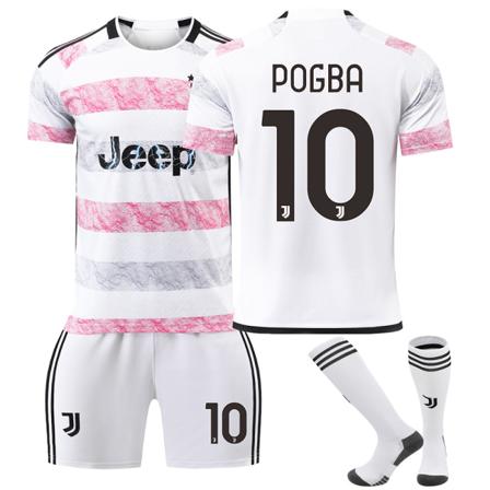 Juventus 23/24 bortefotballdrakt for barn med sokker No.10 POGBA Children's size26