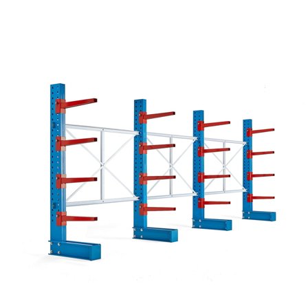 Heavy duty cantilever racking package EXPAND, 16 x 600 mm arms, 8000 kg