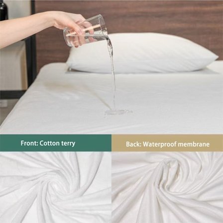 Vedenpitävä ja punkkien vastainen patjansuojus - puuvillafrotee-pussilakana - valkoinen lakana (120 x 200 x 30 cm)