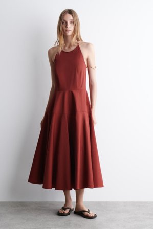 COS Women's Pima Cotton Halterneck Dress in Red