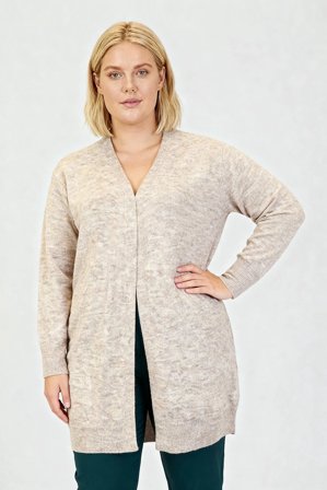 CISO - Langærmet Strik Cardigan - Beige Melange