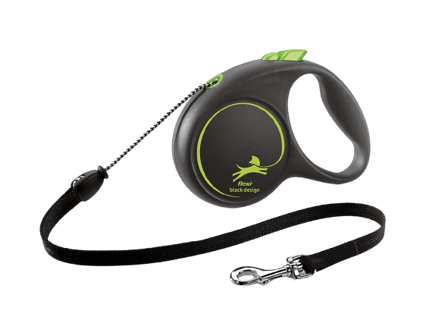 Flexi - Rullebånd Black Design Cord, 5m, M, maks 20kg, Grønn - Hund - Halsbånd - ZOO.no