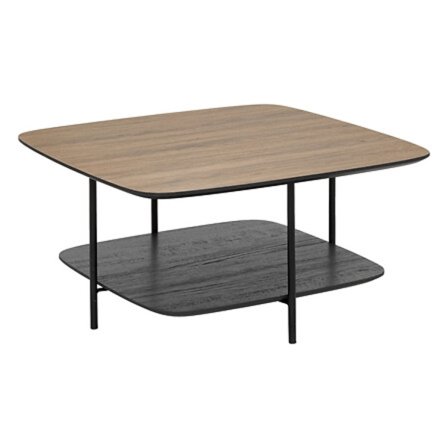 Musta MDF-sohvapöytä, 75x75 cm, 1 hylly