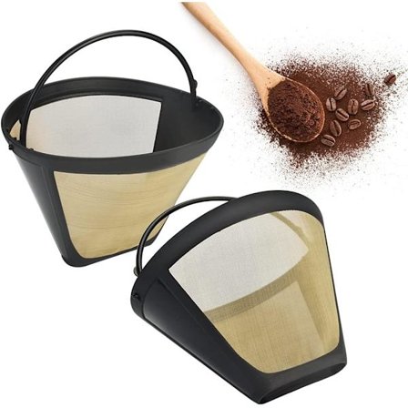 2 st guld 304 stål kaffefilter 10 cm 100 mesh permanent kaffe