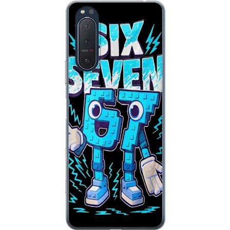 Yhteensopiva Puhelinkuori Sony Sony Xperia 5 II Lelukas sininen kuvaus numeroilla Six Seven retro-arkadityyliä vahvalla typografialla ja graafisella