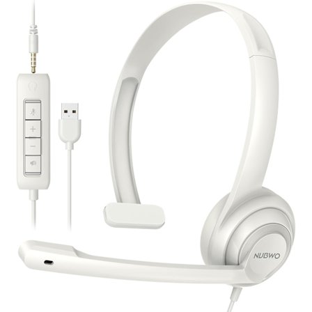 HW02 USB-headset med brusreducerande mikrofon och inbyggd kontroll, superlätt, ultrabekvämt datorheadset för bärbar dator, on-ear trådbundet 