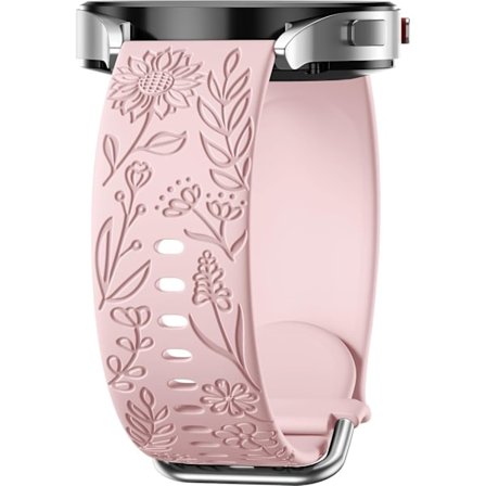 Solrosgraverat armband kompatibelt med Samsung Galaxy Watch 7 6 5 4 40mm 44mm Kvinnor, 20mm Mjukt Silikonarmband för Galaxy Watch Rosa