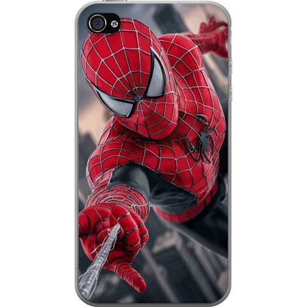 Yhteensopiva Puhelinkuori Apple Apple iPhone 4 Dynaaminen Spider-Man-kuvaus toimintanäkökulmasta, supervoimien teema liikkeen energialla ja elokuvam