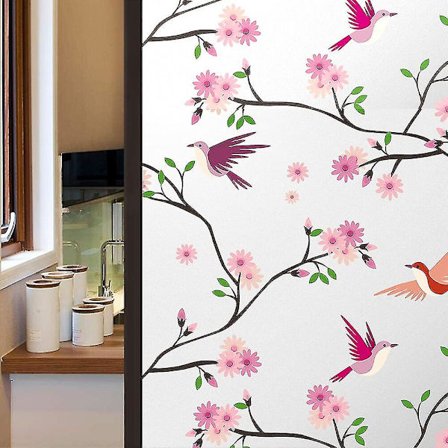 Tietosuojaihinnoiteltu ikkunakalvo Opaque Ei-liimaava Lintukuviot Koristeellinen Lasin Peite Staattinen Kiinnitys Sävytys Matta Ikkunatarrat Kotiin