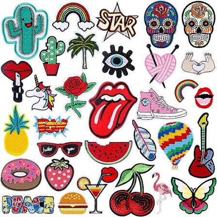 32 kpl kangastarraa, söpöjä numeroita, kirjonta tarvikkeita T-paitoihin, farkkuihin ja pyykkipusseihin