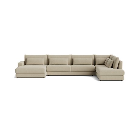 Sevilla U-Form Sofa, links, Nordic Dunkelbeige, moderne Wohnlandschaft, gemütliches Design, hoher Sitzkomfort, U-Form Polstersofa, 85cm Höhe.